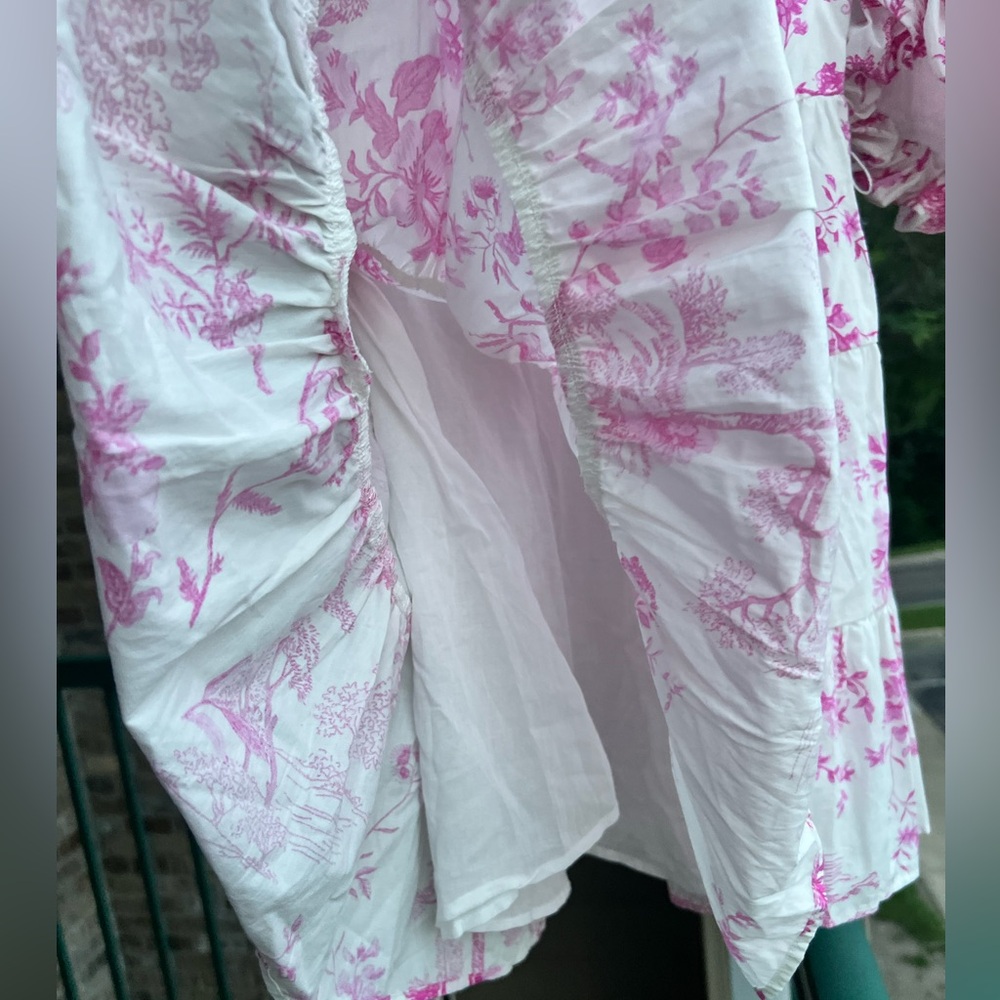 🆕 🌸 AQUA Pink Toile Off-Shoulder Cotton Mini Dress Bloomingdale’s Exclusive S - Picture 9 of 13